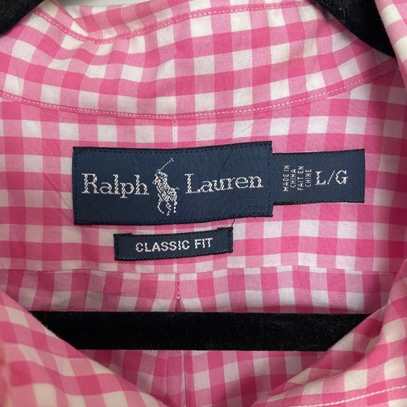 Ralph Lauren Polo Pink & White Plaid Button Down Men's Large - Picture 5 of 5